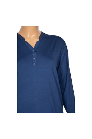 Cimariva Kadın Neval Büyük Beden V Yaka Taşlı Indigo Bluz