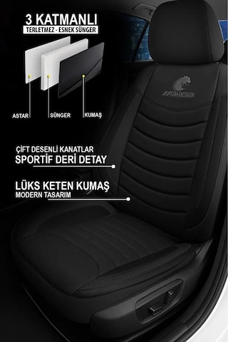 Rover 400 Hatchback Rt 420 Si Lux 136 Hp 1998 Panther Serisi Uyumlu Keten Oto Koltuk Kılıfı Siyah