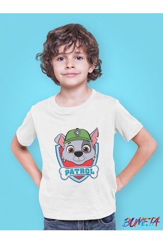 Bumeta Doğa Dostu Kahraman Rocky Paw Patrol Çocuk Tişört T-shirt Beyaz