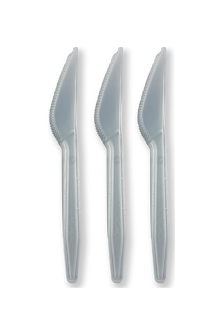 Sert Kalın Plastik Bıçak 1. Kalite Lüks Şeffaf Bıçak 300 Adet Şeffaf