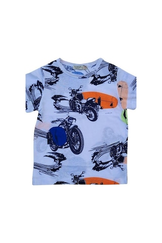 Woo Rage Erkek Çocuk Panda, Motorsiklet Baskılı Tshirt-11752-lacivert Lacivert