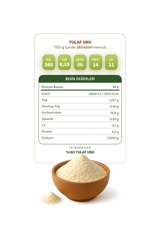 Glutensiz Fabrika Glutensiz Yulaf Unu 1 KG