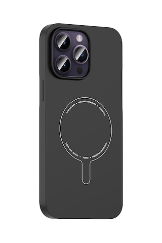 iPhone Uyumlu 14 Pro Max Kılıf M-safe Şarj Özellikli Kamera Korumalı Ata Elio Sert Pc Kapak - Siyah