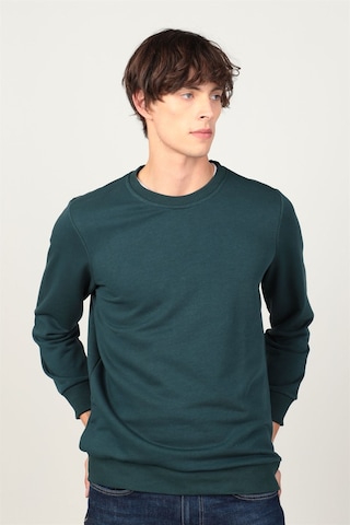 Tudors Unisex Relax Fit Rahat Kesim Pamuklu Yumuşak Dokulu İçi Polarlı Basic Yeşil Bisiklet Yaka Sweatshirt-23349-yeşil Yeşil