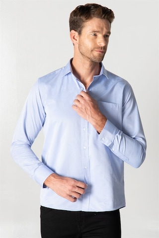 Tudors Klasik Fit Desenli Erkek Gömlek-25494 Mavi