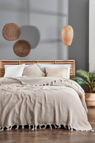 Rebeka Deniz Model Bej - Çift Kişilik Pike Takımı