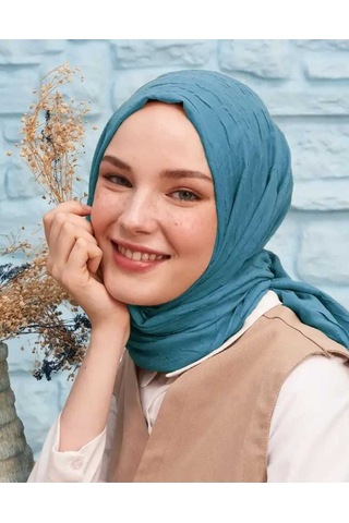 Bambu Kraş Eşarp Tesettür Giyim, Hafif, Rahat, Şık, Yüksek Kalite, Hijab, Scarf, Shawl Petrol Mavisi