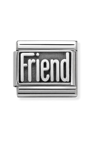 Composable Classic Dekoratif Link - Plakalar Oksitlenmiş - Arkadaş - 925 Gümüş Pembe