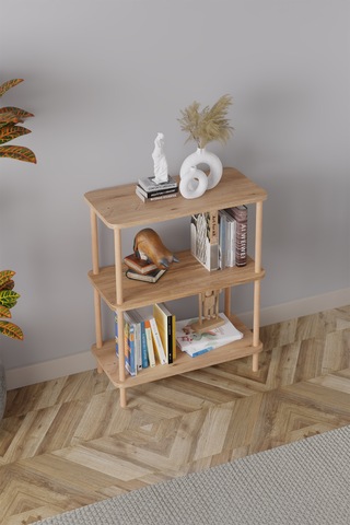 3 Raflı Kitaplık Ahşap Kitaplık Ofis Rafı Ayakkabılık -çam