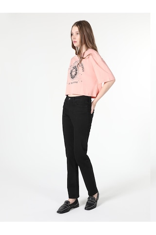 Colins 703 Carla Orta Bel Düz Paça Slim Fit Siyah Kadın Jean Pant 001