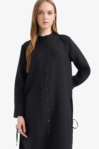 DeFacto Regular Fit Basic Düz Yanları Bağcıklı Uzun Kollu Tesettür Gömlek Tunik F2182AX25SMBK81