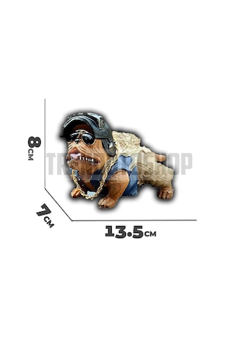 Araba Içi Torpido Üstü Simülasyon Mavi Kıyafetli Pitbull Köpek Dekorasyon
