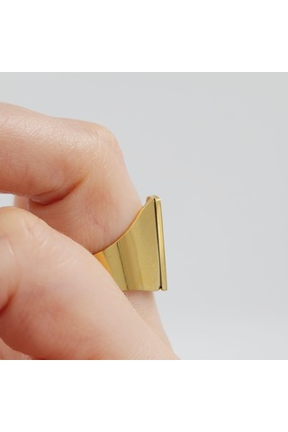 Çelik Gold Düz Kesim Harf Yüzük -a Harfi- Ayarlı Ölçü-1888