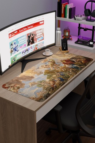 Ortaçağ Sanat Kaymaz Dikişli Kauçuk Oyuncu Mousepad V2 - 90x40 Xxl Gaming Mouse Pad Fare Altlığı