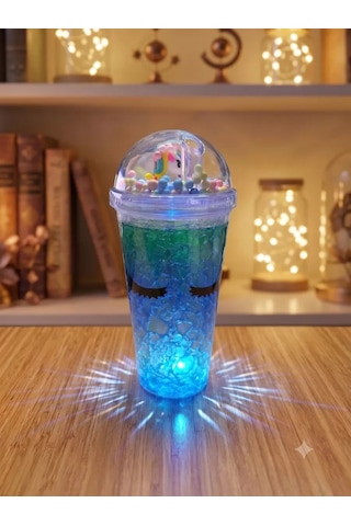 Znv Zenvia Mey İthalat Işıklı Unicorn Tasarımlı Rgb Led Pipetli Bardak Renk Değiştiren Sihirli Kupa Znv202 Renkli