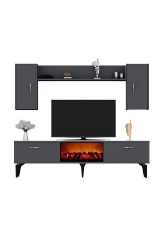 Rüya Şömineli Tv Ünitesi Takımı Antrasit-antrasit