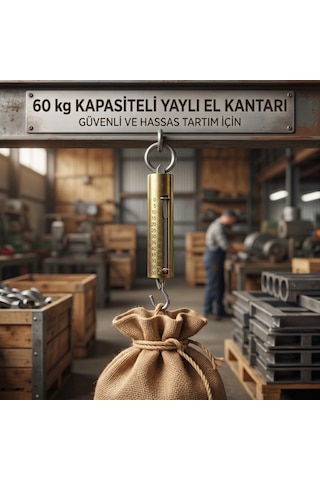 Özel Üretim Dayanıklı Çelik Büyük Yaylı Demir El Kantarı 60 Kg Kapasiteli Mekanik El Terazisi Çok Renkli