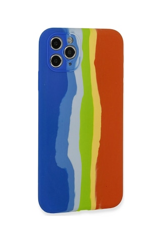Newface - 361 - İphone 11 Pro Kılıf Ebruli Lansman Silikon - Kmrsfres - - Mavi-turuncu