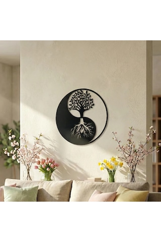 Yin Yang Hayat Ağacı Duvar Tablosu Mdf Lazer Kesim Modern Spiritüel Duvar Süsü