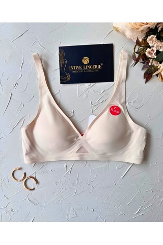 Eleanor Önü Ve Yanı Dantel Detaylı Dikişsiz Lazer Kesim İnce Askı Ten Rengi