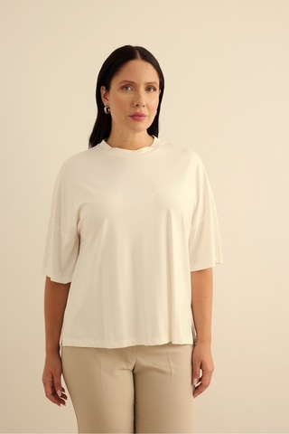 Aker Basic Rayon T-shırt Ekru Ekru