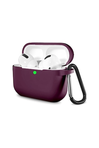 Airpods Pro 2 Uyumlu Premium Lansman Kılıf Kadife İç Astarlı Darbe Emici Silikon Soo-156 Mor
