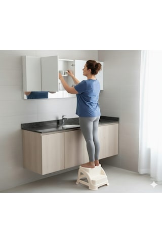 135 Kg Taşıma Kapasiteli Basamaklı Tabure Pudra