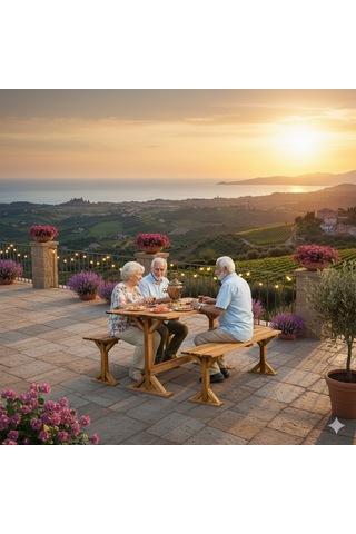 Masif Ahşap Bahçe Masa Takımı Kahverengi