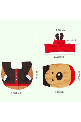 Folinda Elk Desenli Noel Banyo Dekorasyon Seti: Doku Battaniye + Tuvalet Kapağı Örtüsü + Tank Kapağı - Yumuşak, Kaymazsız, Yeniden Kullanılabilir Diğer