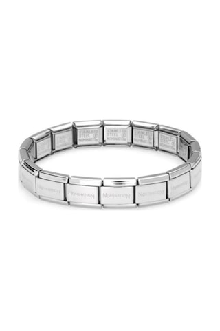 Yazılı Italyan Charm Bilekliği Stainless-steel Gri