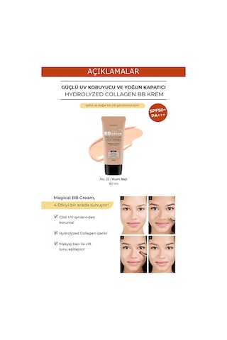 Deoproce Deniz Kolajeni İçeren Yoğun Kapatıcı Bb Krem Spf50+ Pa+++ No:23 Magic Bb Cream 60 ML