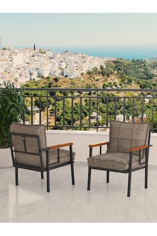 Modern Balkon, Bahçe, Cafe, Metal Koltuk, Kanepe Tekli - Cappucino Cappuccino