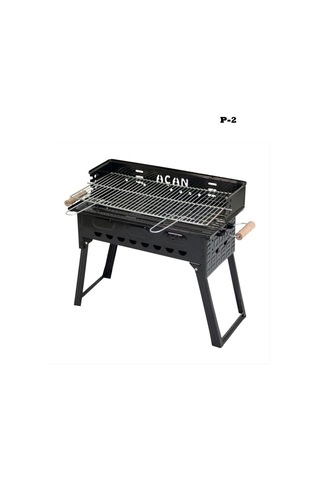 Depolife Pervazlı Emaye Mangal P2 Büyük Boy Kömürlü Barbekü Çift Izgara Katlanır Ayaklı 27x44cm Diğer