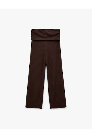 Koton Bürümcük Kumaş Dokulu Belden Kat Detaylı Düz Bol Paça Pantolon Kahverengi 6sak40133ek Kahve