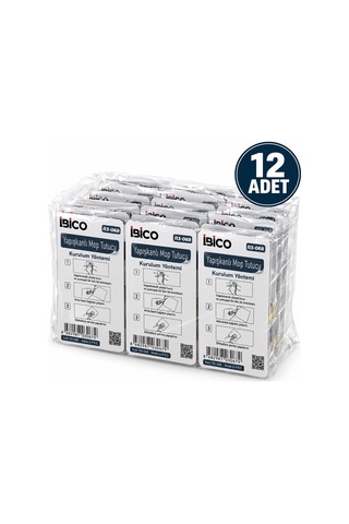 İbico İ13-068 10kg. Taşıma Askı Plastik Mop Sap Tutucu Yapışkanlı Montaj Şeffaf Pvc Plaka - 12'li Paket