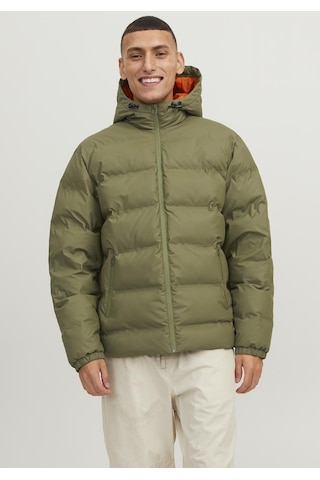 Jack & Jones Suya Ve Rüzgara Dayanıklı Kapüşonlu Puffer Mont - Elements 12239020 Olive Branch Siyah