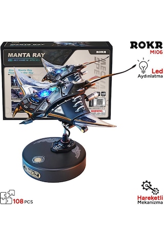 Rokr Mı06 Manta Ray Dıy Mechanical 3d Puzzle Maket Model Seti 3d Model Kit Detaylı Dekoratif Hobi Seti Hareketli Ve Işıklı