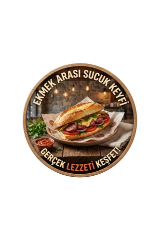 Mayeka Ekmek Arası Sucuk Temalı Büfeler Cafeler Köfteciler İçin Ahşap Duvar Kapı Dekoratif Süs Tablo 18