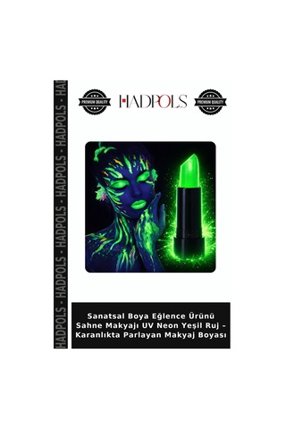 Sanatsal Boya Eğlence Ürünü Sahne Makyajı Uv Neon Yeşil Ruj Karanlıkta Parlayan Makyaj Boyası YEŞİL