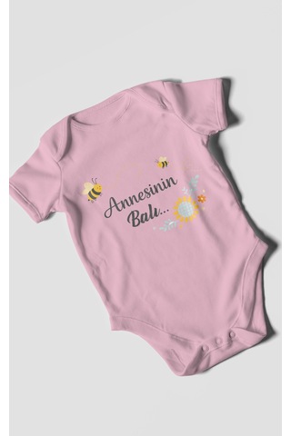 Morivokids Annesinin Balı Kısa Kollu Bebek Body %100 Pamuk Koyu Pembe