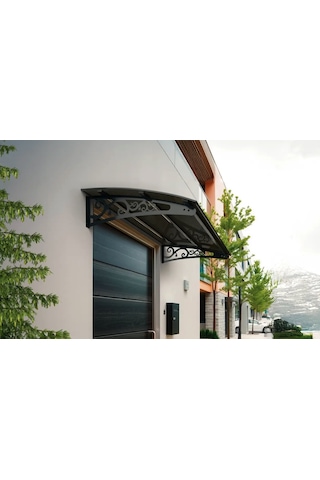 Metal Taşıyıcılı Kapı Üstü Pratik Sundurma Antrasit - Siyah Levha 200 X 150 Md2 Antrasit Gri