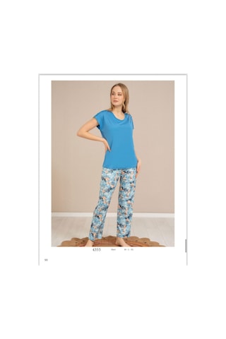 Baha Perfect Club Kadın Bisiklet Yaka Yarım Kol Pijama Takımı 4355 - 1 Adet Mavi