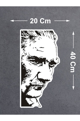 Mustafa Kemal Atatürk Sticker - Atatürk Silüet Sticker - Araba Oto Cam Motosiklet Karavan Sticker - 00018 40x20 Cm