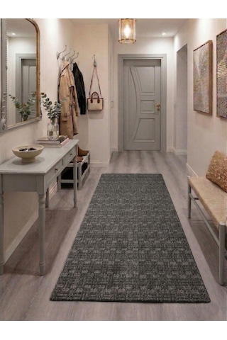 Antrasit Çizgili Desenli Kaymaz Taban Yıkanabilir Halı Ultra Yumuşak Su Emici Dekoratif Lüks Salon Mutfak Koridor Çocuk Odası Halısı Poltonczgl001