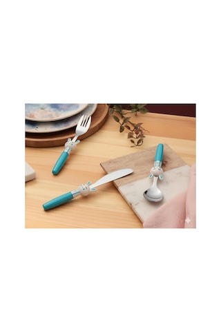 Mini Rabbit Çocuk Çatal Kaşık Bıçak Takımı 3 Parça Gümüş