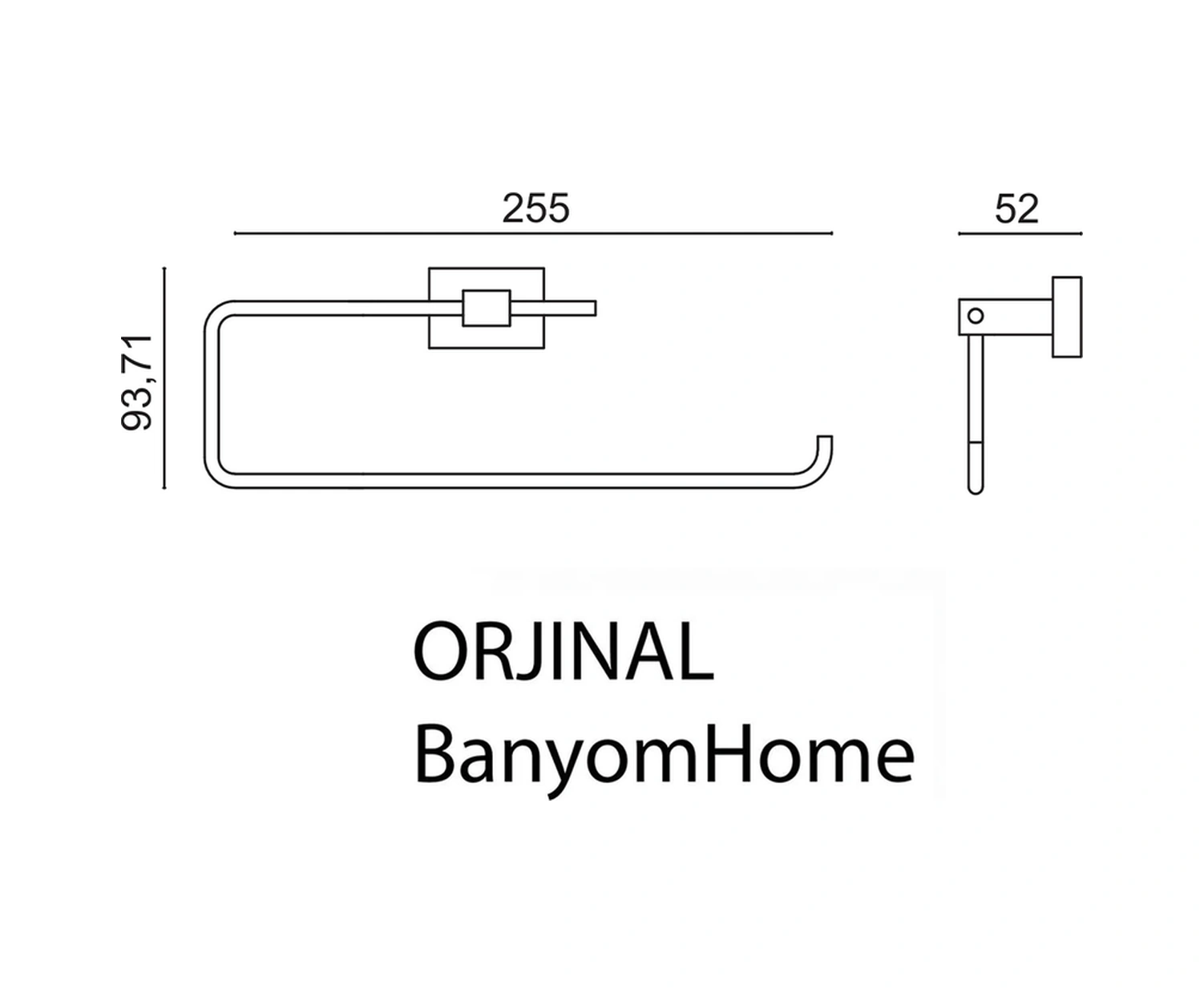 Çelik Banyo Paslanmaz Pirinç Mat Siyah Kenzo Kağıt Havluluk Siyah