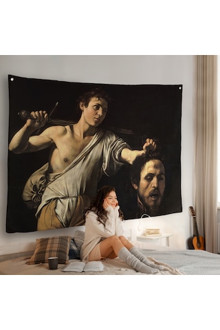 Caravaggio - David With The Head Of Goliath, Davud Goliath'ın Başı Duvar Örtüsü-7066