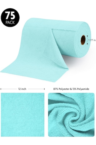 Çok Amaçlı Rulo Mikrofiber Temizlik Bezi 30x30 75 Yapraklı Mavi Mavi