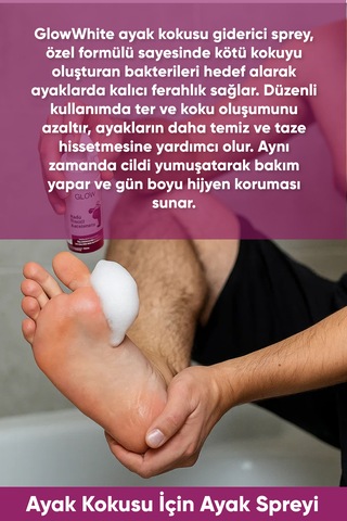 Glow Whıte Ayak Koku Giderici Sprey 100 Ml Okaliptus & Nane Yağı Içerikli