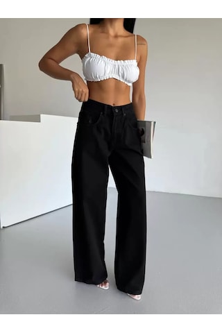 Paradise Blaka-05 Örümcek Baskılı Siyah Baggy Jean Çok Renkli